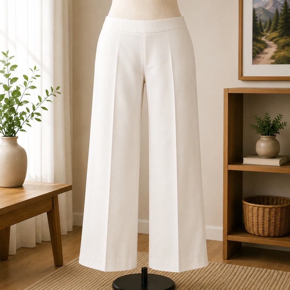 Haggar Dress Pants Mens 40x26 White Cream Flat Front Straight Leg Trousers